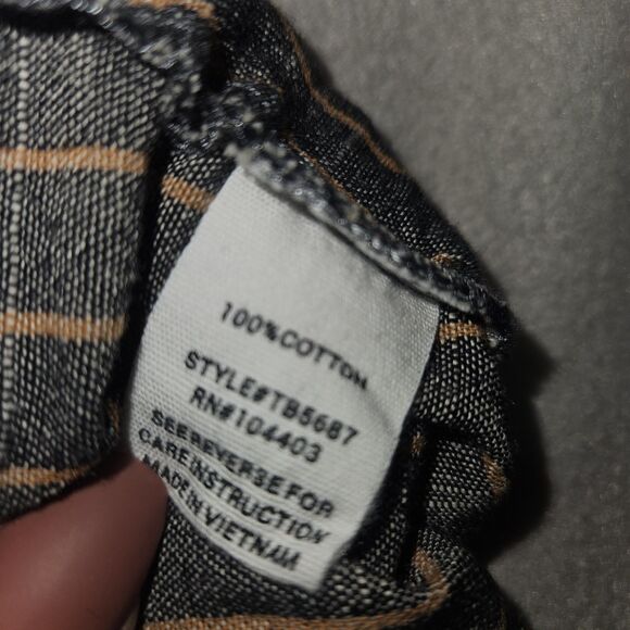 MINE Women’s S Striped High Waist Paper Bag Pants Gray Orange Ankle Office Boho - Picture 6 of 11